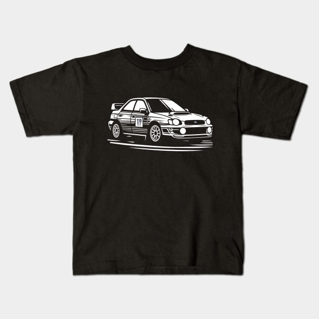 Subaru Impreza STI Rally Car Kids T-Shirt by TaevasDesign